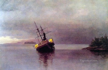  Bierstadt Lienzo - Naufragio del Ancón en Loring Bay luminismo paisaje marino Albert Bierstadt
